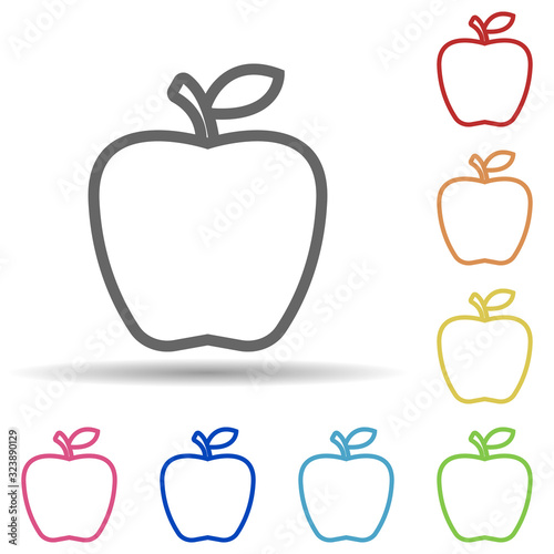 An apple in multi color style icon. Simple thin line, outline vector of science icons for ui and ux, website or mobile application