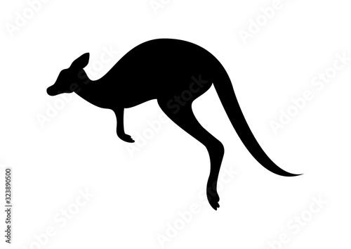 Kangaroo black silhouette vector. Kangaroo isolated on a white background. Kangaroo silhouette clip art. Kangaroo icon vector © betka82