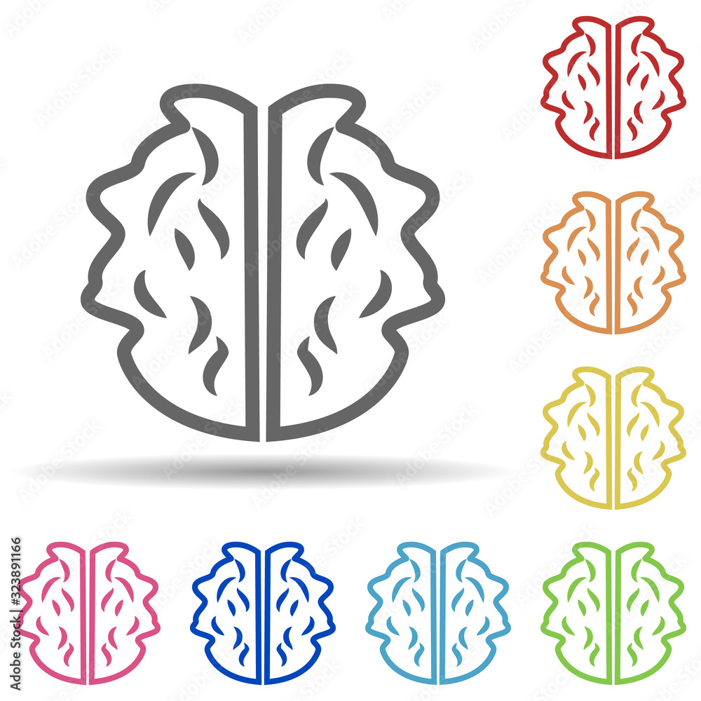 Brain in multi color style icon. Simple thin line, outline vector of science icons for ui and ux, website or mobile application Brain in multi color style icon. Simple thin line, outline vector of science icons for ui and ux, website or mobile application