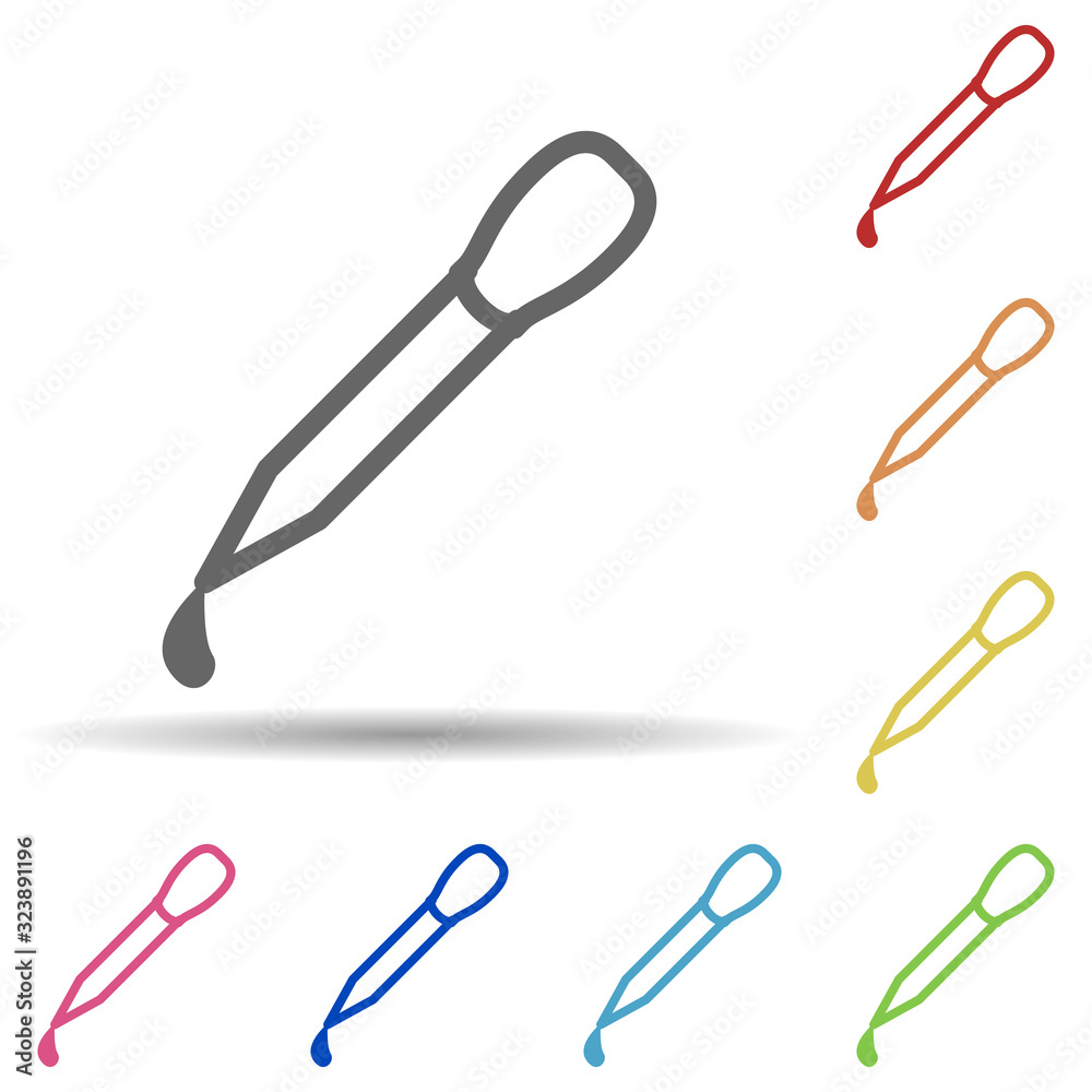 Pipette in multi color style icon. Simple thin line, outline vector of science icons for ui and ux, website or mobile application Pipette in multi color style icon. Simple thin line, outline vector of science icons for ui and ux, website or mobile application