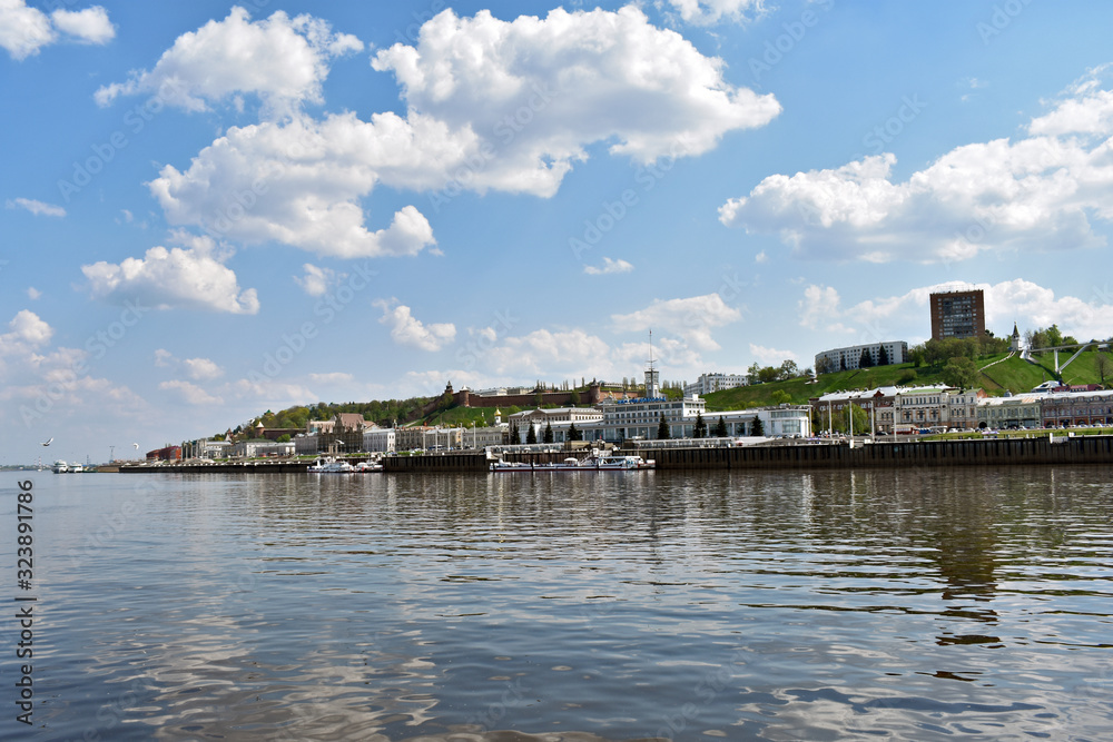 panorama of Nizhny Novgorod and the Kremlin. view from the water. Russia
