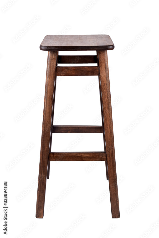 Brown wooden comfortable chair, stool for pub isolated on white background. Brown wooden comfortable chair, stool for pub isolated on white background.