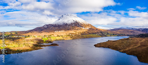 Aerial view of Mount Errigal, the highest mountain in Donegal - Ireland © Lukassek