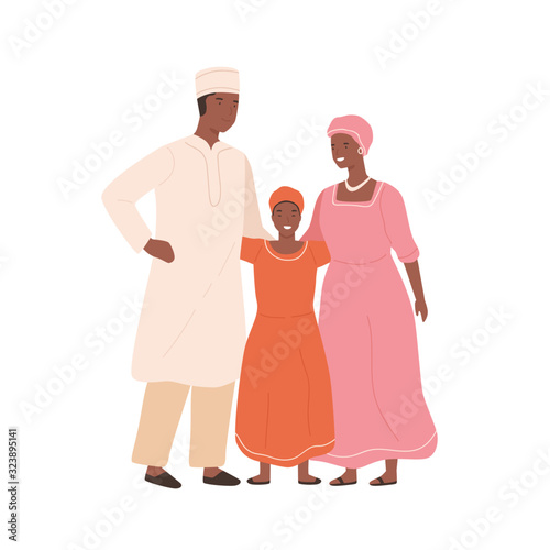 Traditional african family in national clothing vector flat illustration