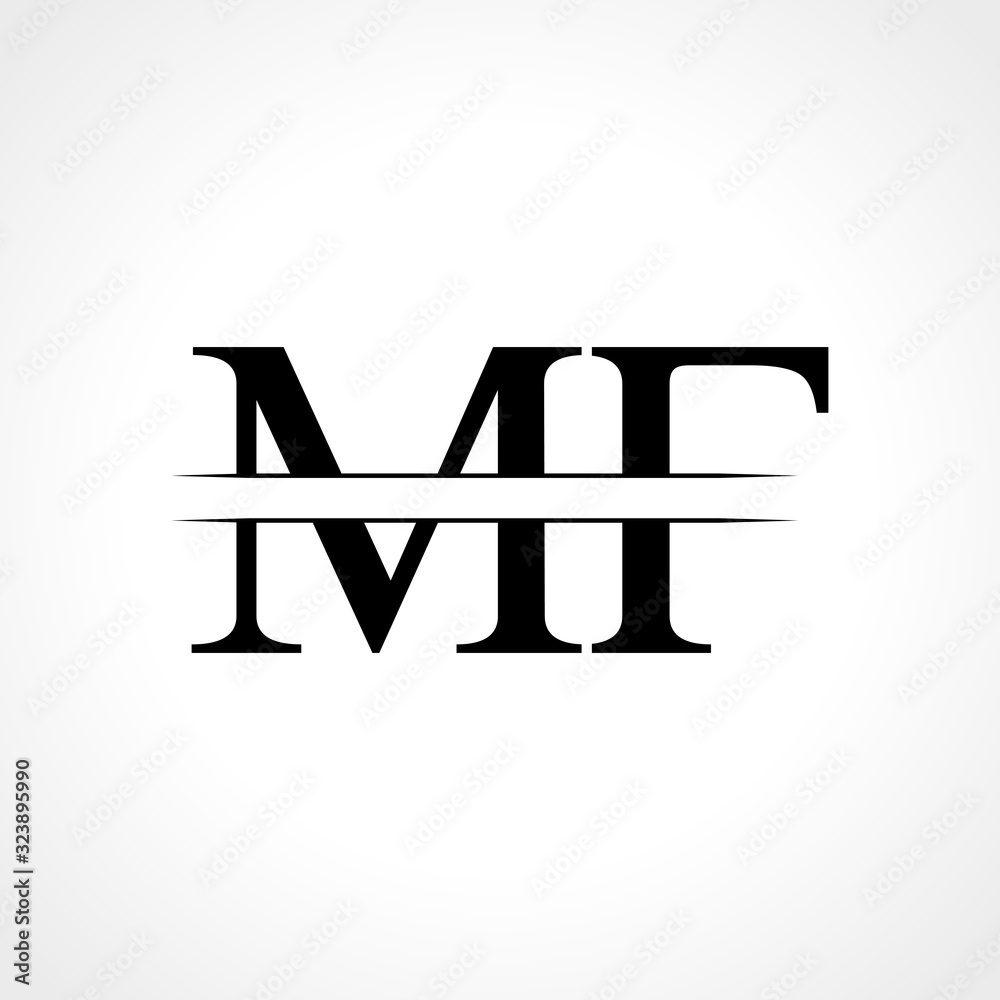 Initial MF letter Logo Design vector Template. Abstract Black Letter MF ...