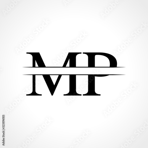 Initial MP letter Logo Design vector Template. Abstract Black Letter MP logo Design