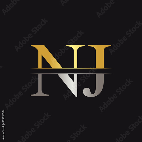 Initial Monogram Letter NJ Logo Design Vector Template. NJ Letter Logo Design