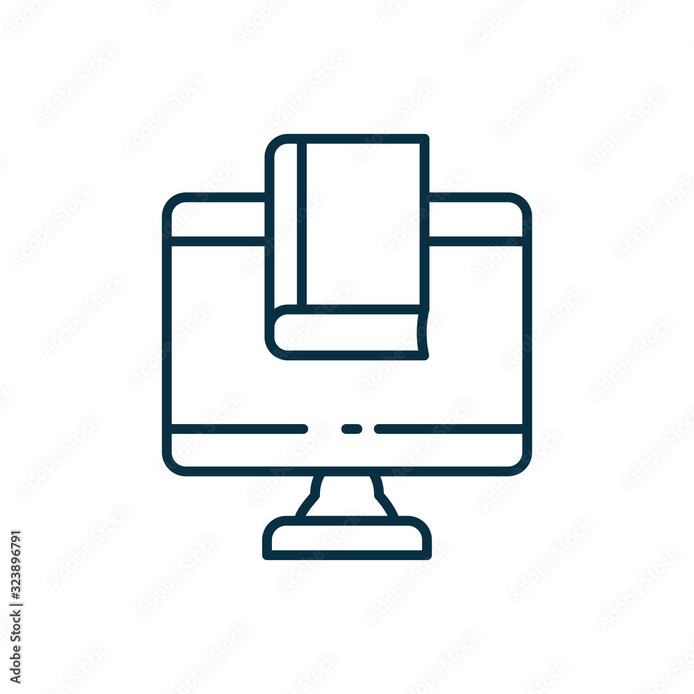 Isolated education book and computer line style icon vector design Isolated education book and computer line style icon vector design