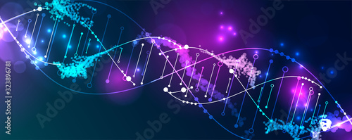 Science template, wallpaper or banner with a DNA virus molecules.  Vector illustration.