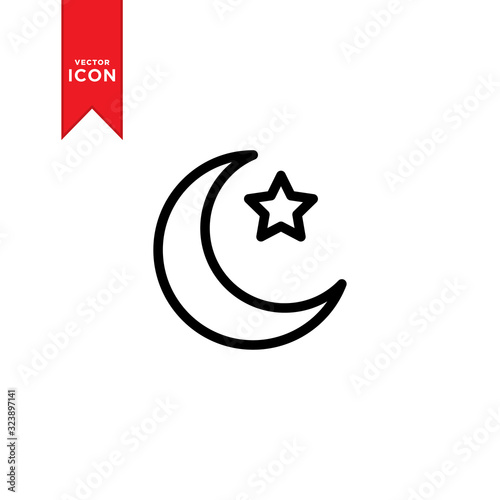Moon icon vector. Moon an star icon. Logo illustration on white background. Flat design style.