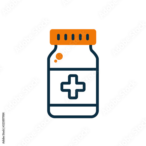 Isolated medicine bottle half line half color style icon vector design