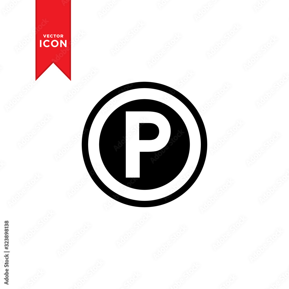 Parking sign icon vector. Parking traffic icon. Simple design on white background. Parking sign icon vector. Parking traffic icon. Simple design on white background.
