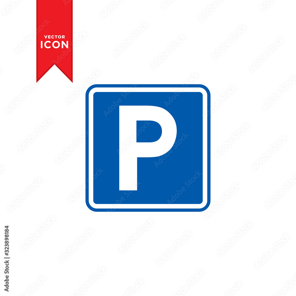 Parking sign icon vector. Parking traffic icon. Simple design on white background. Parking sign icon vector. Parking traffic icon. Simple design on white background.