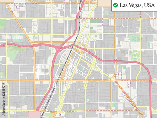 Las Vegas city car scheme - vector illustration. DLR and cross rail map design template. Live strokes included. Underground map included. Highway transportation vector complex grid. 