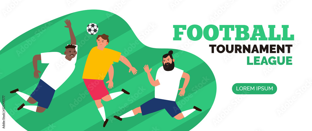 football tournament  championship soccer players with ball web banner design