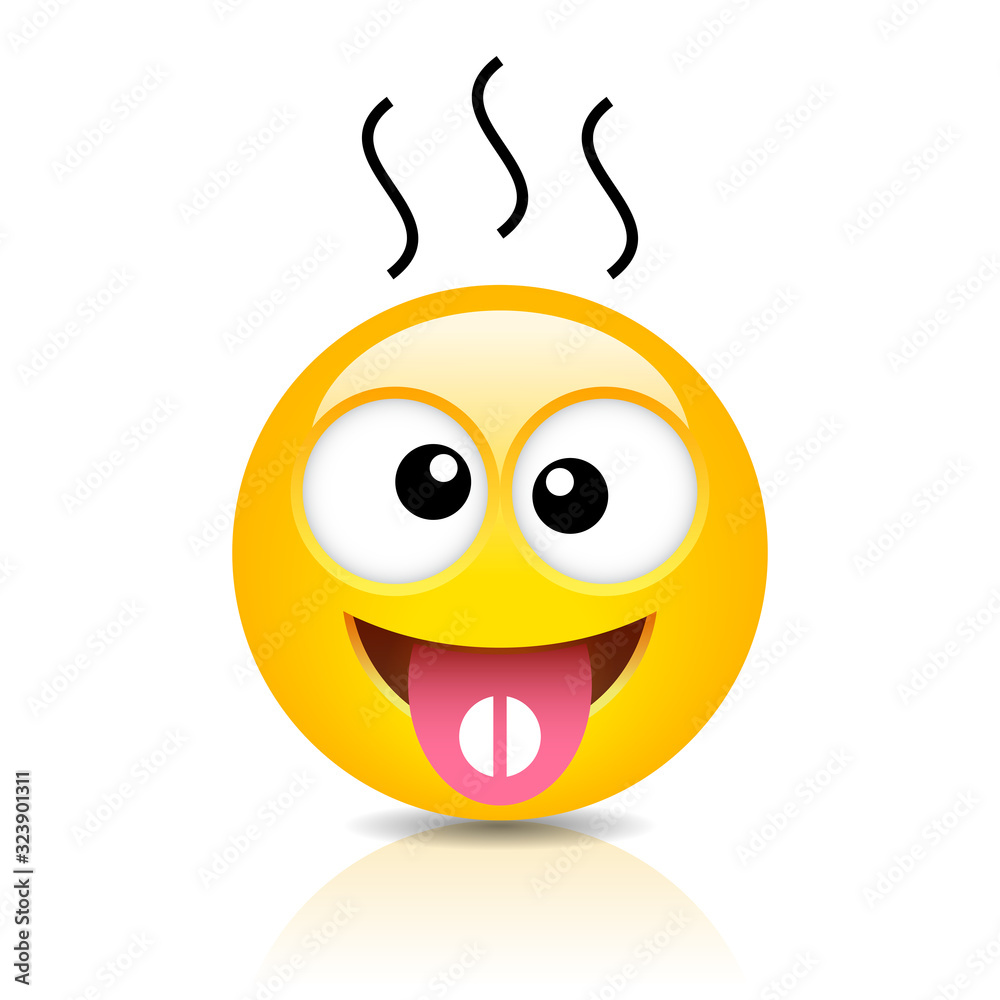 Fototapeta premium Sick emoticon with fever taking tablet