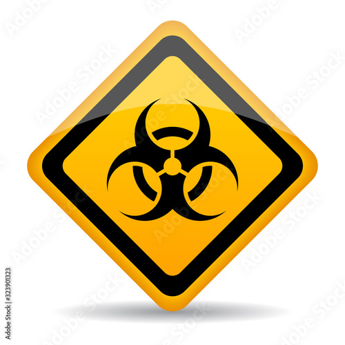 Glossy yellow sign of biological hazard