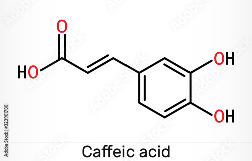 Фотография Caffeic acid, C9H8O4 molecule
