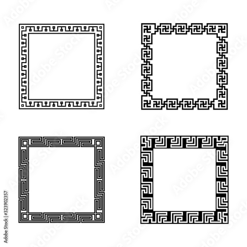 Classic Oriental Chinese Ornament Frame Vintage Border Art Decorative..#decorative #element #vector #ornament #Chinese #Oriental #Asian #Pattern