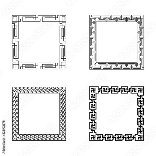 Classic Oriental Chinese Ornament Frame Vintage Border Art Decorative..#decorative #element #vector #ornament #Chinese #Oriental #Asian #Pattern