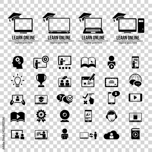 E-Learning, education. Collection of e-learning related icons