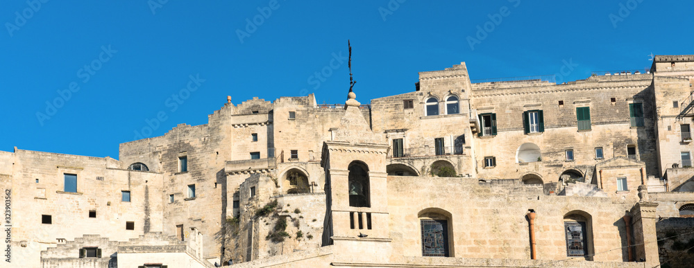 panorama view. Historical houses in Unesco town Matera, Italy
