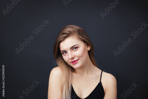 Portrait of beautiful lady with natural makeup and smooth healthy skin