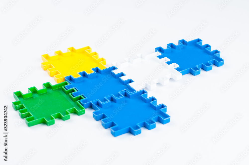 Puzzle cubes isolated on white background.Copy space Puzzle cubes isolated on white background.Copy space