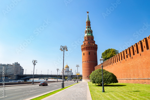 Kremlin fortress and Cathedral of Christ the Savior in Moscow  Russia