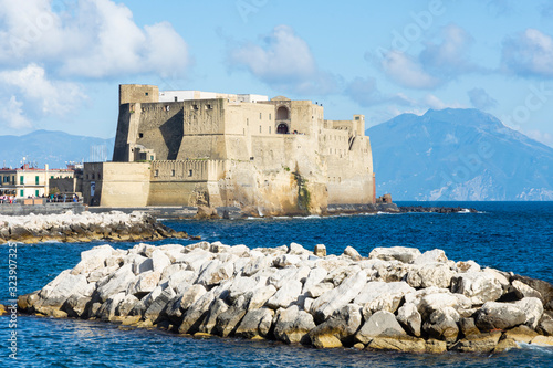 Castel dell'Ovo (Egg Castle) is a seaside castle in Naples, located on the former island of Megaride, now a peninsula, on the Gulf of Naples in Italy. photo
