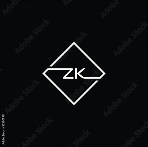 Free Download Outstanding professional elegant trendy awesome artistic black and white color ZK KZ initial based Alphabet icon logo. - GFXLoad