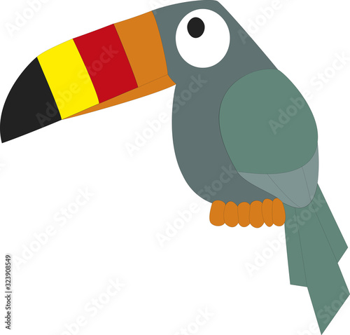 Toucan bird cartoon character. Cute toucan flat vector isolated on white. South America fauna. Guinea pig icon. Wild animal illustration for zoo ad, nature concept, children book illustrating