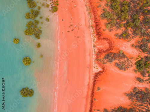 An aerial view of roebuck bay in broome western australia
