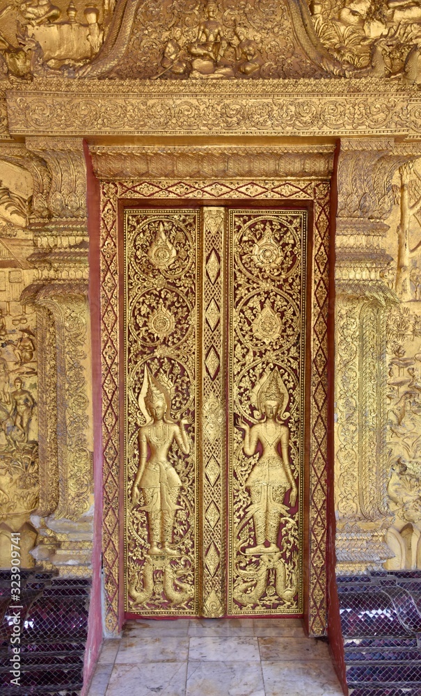 Wat May Souvannapoumaram Gilded Wall Reliefs and Doors, Luang Prabang, Laos Wat May Souvannapoumaram Gilded Wall Reliefs and Doors, Luang Prabang, Laos