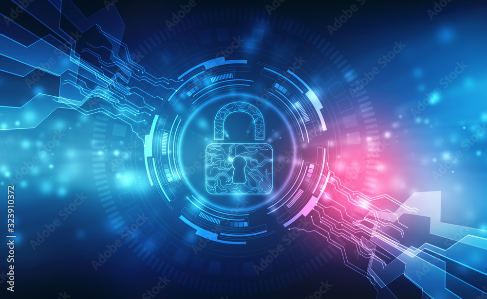 Closed Padlock on digital screen, cyber security concept background,Security concept Background. 2d illustration Closed Padlock on digital screen, cyber security concept background,Security concept Background. 2d illustration