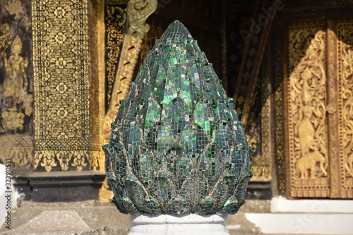 Lotus Mosaic Sculpture 2, Wat Xiangthong, Luang Prabang, Laos photo