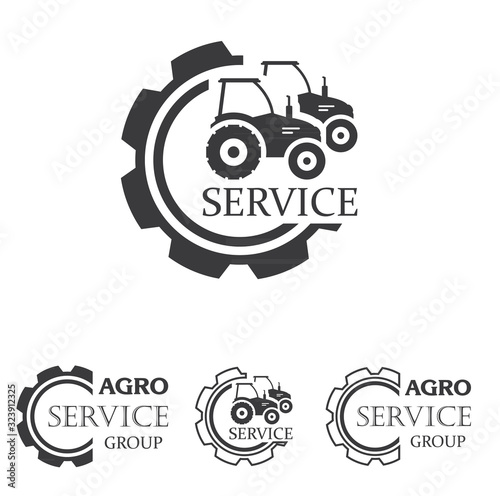 Agro service icon element design. Sign or Symbol, logo design for idustrial company or agriculture company. Farm, tractor, service, farming. Vector illustration