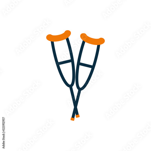 Isolated crutches half line half color style icon vector design