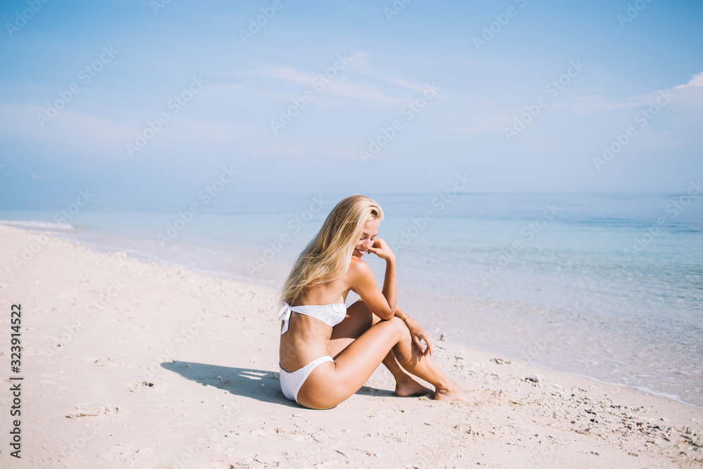 Relaxed lady on beach vacation Relaxed lady on beach vacation