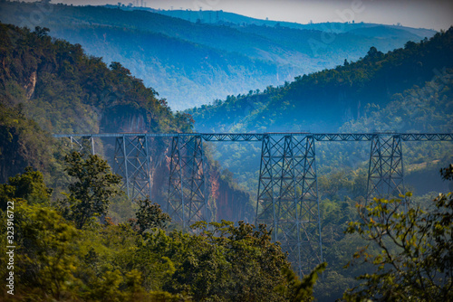 Goteik viaduct railway trestle between Pyin Oo Lwin and Lashio - Myanmar photo