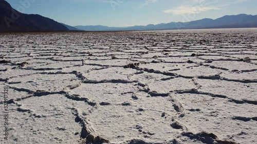 Cracked salt texture from Bad Water Basin Death Valley desert national park