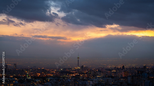 A View of Tehran after sunset from northern Heights. © MOHAMMADREZA
