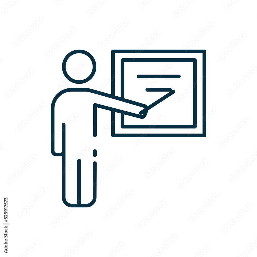 Isolated school teacher and board line style icon vector design Isolated school teacher and board line style icon vector design