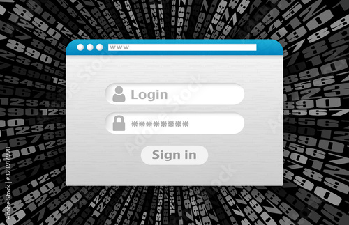 Login window to your account web protection gray in perspective