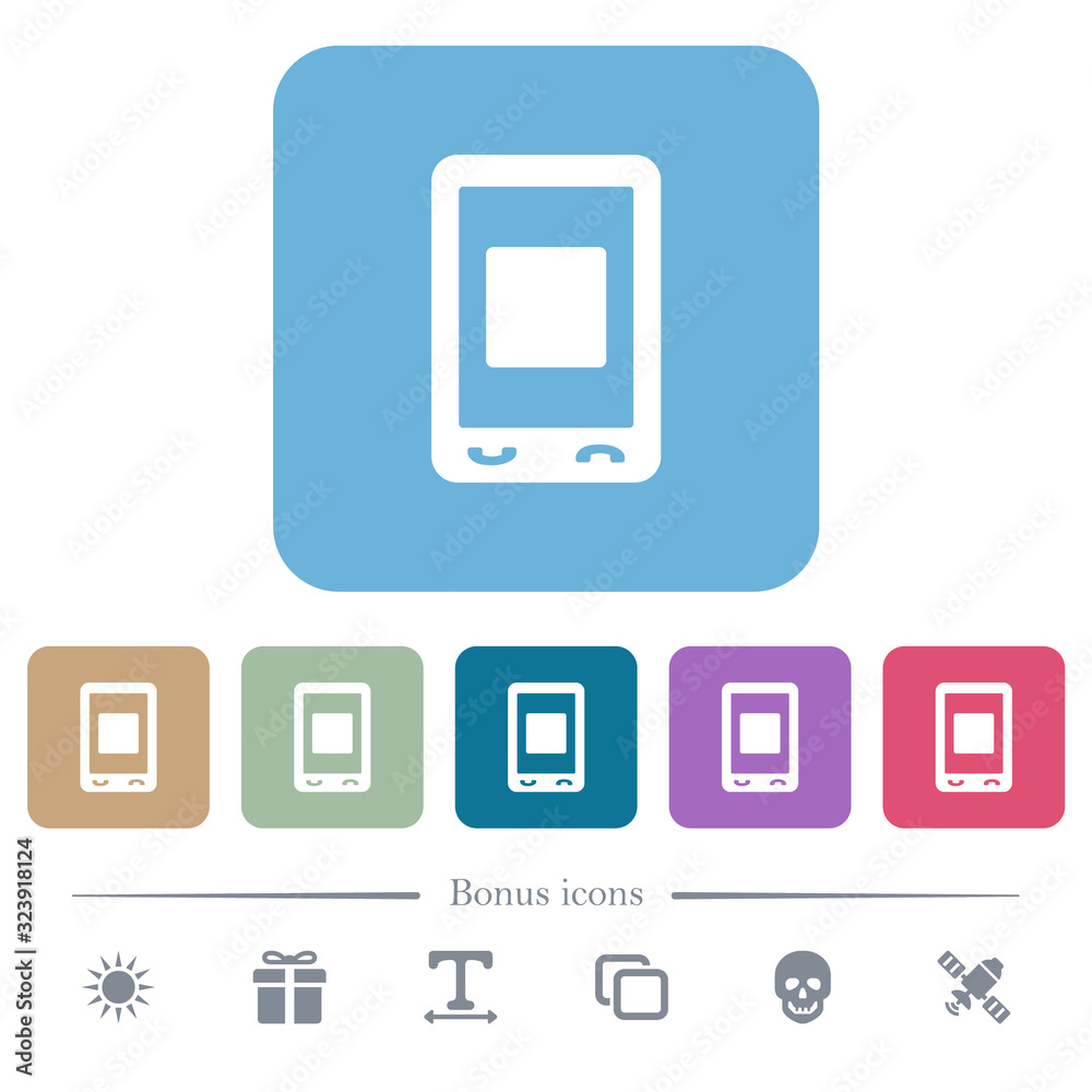 Mobile media stop flat icons on color rounded square backgrounds Mobile media stop flat icons on color rounded square backgrounds