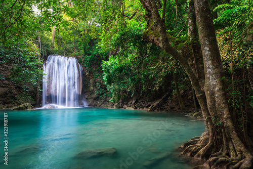 Waterfall in Tropical forest at Erawan waterfall National Park, Thailand © totojang1977