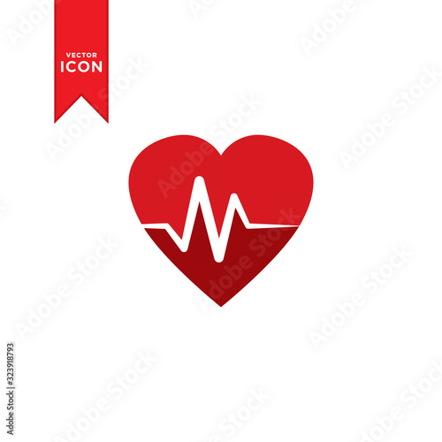 Pulse Heartbeat icon vector. Heartbeat logo illustration. Flat design style on white background.