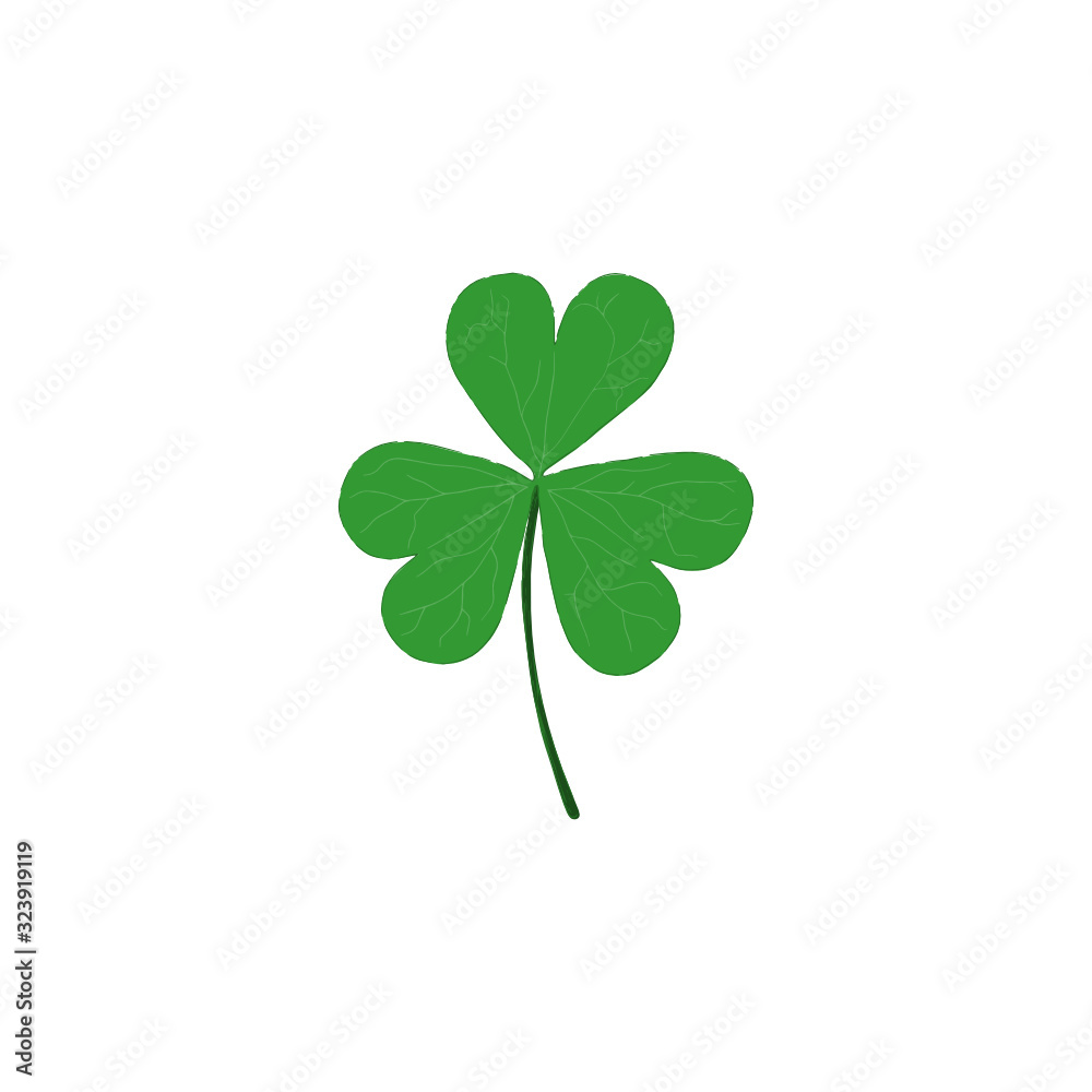 Green clover leaf isolated on white background. Hand drawn vector illustration. Green clover leaf isolated on white background. Hand drawn vector illustration.