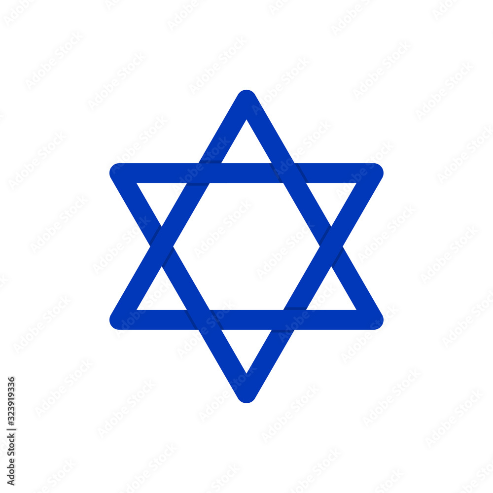 Blue star of David icon on white backdrop. Holiday design Blue star of David icon on white backdrop. Holiday design