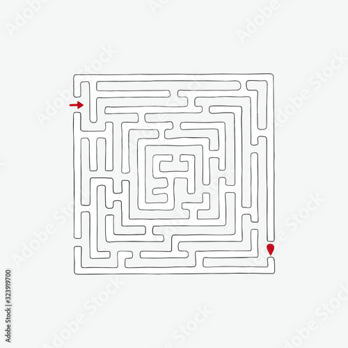 The Maze. Labyrinth with entry and exit. Game for kids. Visual worksheets. 